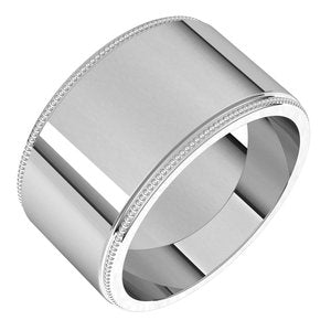 18K Yellow Or White Or Rose Gold Milgrain Standard Fit Flat Band