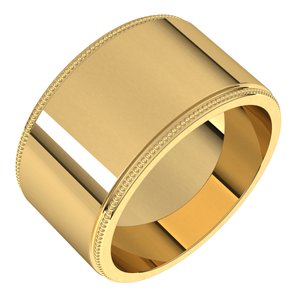 18K Yellow Or White Or Rose Gold Milgrain Standard Fit Flat Band