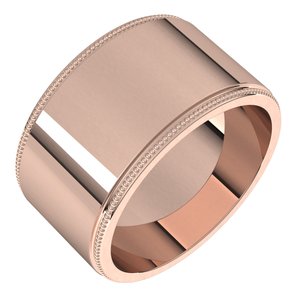 18K Yellow Or White Or Rose Gold Milgrain Standard Fit Flat Band