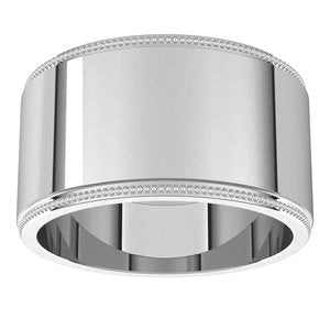 18K Yellow Or White Or Rose Gold Milgrain Standard Fit Flat Band