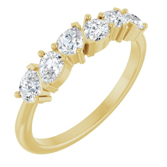 14K Yellow Gold Pear 4 X 3 Mm Polished 7/8 Ctw Natural Diamond Anniversary Band, Size 7