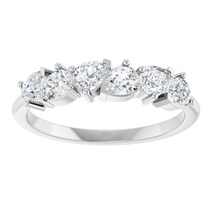 14K White Gold Natural Diamond Pear 4 X 3 Mm Polished 7/8 Ctw Natural Diamond Anniversary Band Size 7
