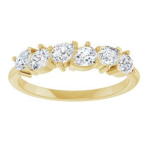 14K Yellow Gold Lab-Grown Diamond Pear 4 X 3 Mm Polished Lab-Grown Diamond Band Size 7