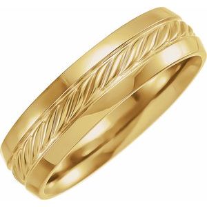 18K Yellow Gold 6 Mm Polished Comfort-Fit Rope Band Size 11