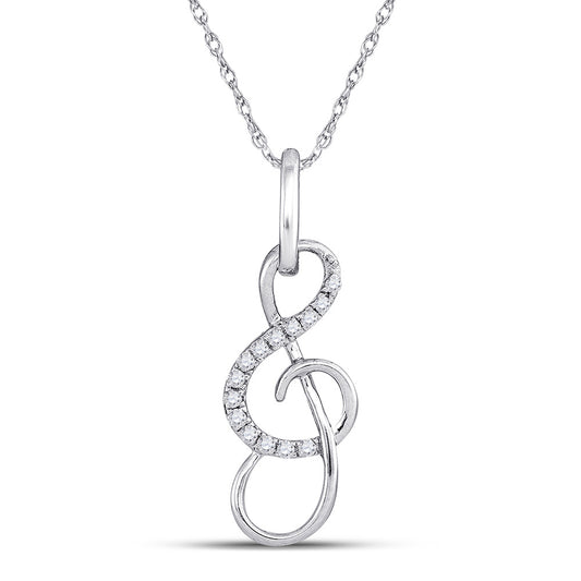 10K White Gold Womens Round Diamond Treble Clef Music Note Pendant 1/10 Cttw, Length: 1.11 In, Width: 0.35 In