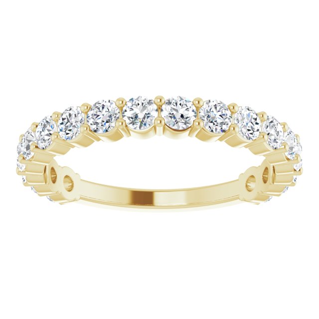 14K Yellow Or White Or Rose Gold Or Platinum Round  I1, G-H Polished Natural Diamond Matching Band, Size 7