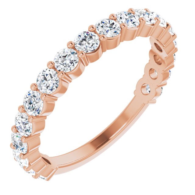 14K Yellow Or White Or Rose Gold Or Platinum Round  I1, G-H Polished Natural Diamond Matching Band, Size 7