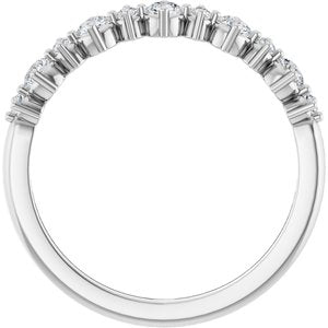 14K White Gold Round 2.5 Mm Polished 3/8 Ctw Natural Diamond Anniversary Band Size 7