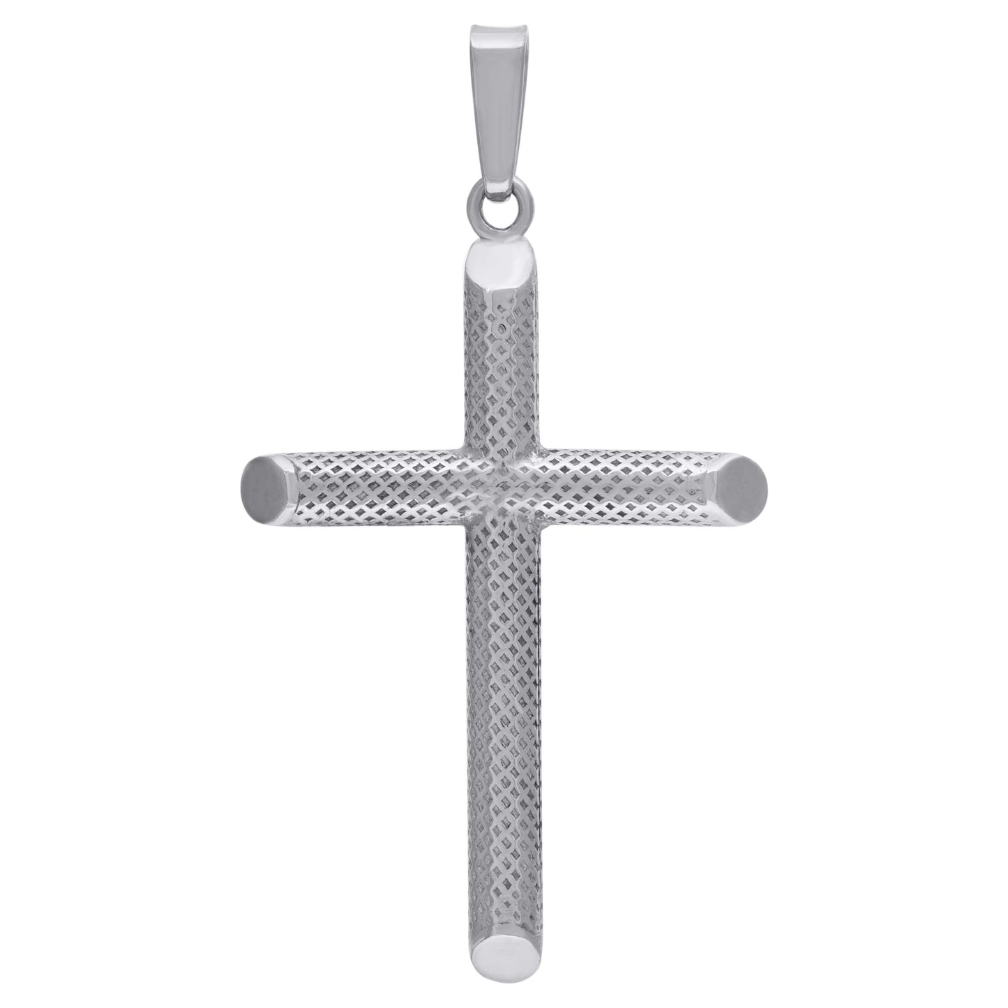 Sterling Silver Unisex Hollow Tube Cross Religious Charm Pendant