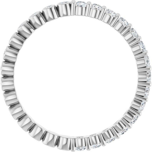 14K White Gold Round 2 Mm Si2-Si3, G-H Polished 1/2 Ctw Natural Diamond Reversible Eternity Band, Size 7