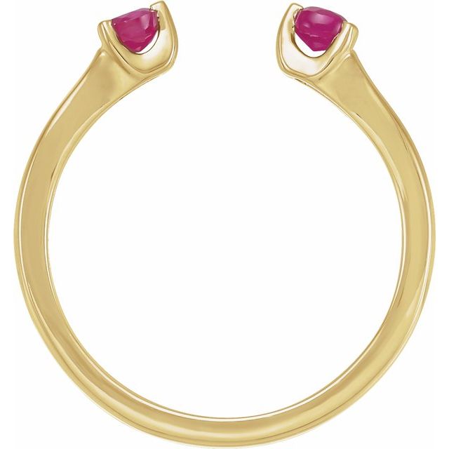 14K Yellow Or White Or Rose Gold Round 3 Mm Polished Natural Ruby Negative Space Ring, Size 7