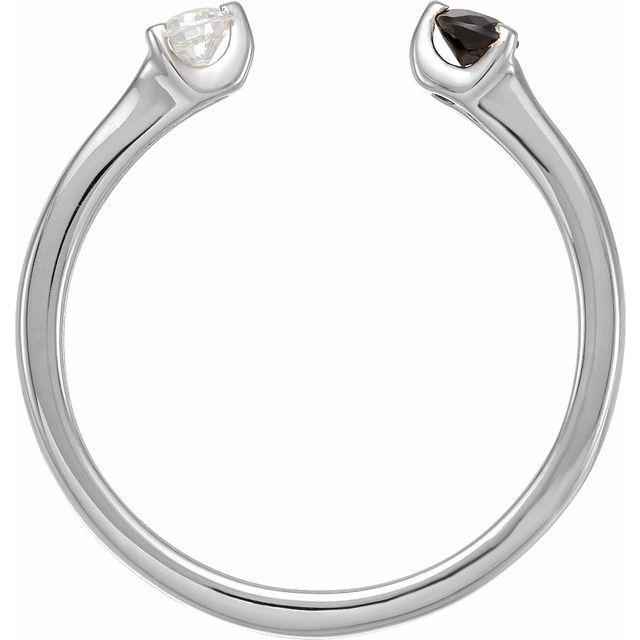 14K Yellow Or White Gold Round 3 Mm Polished Natural Onyx And 1/10 Ct Natural Diamond Negative Space Ring, Size 7