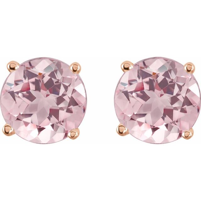 14K Yellow Or White Or Rose Gold Or Sterling Silver Or Platinum Round Friction 4-Prong Natural Gemstone Stud Earrings