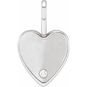 Sterling Silver Round 1.7 Mm G-H I1 .02 Ct Natural Diamond Heart Charm Pendant