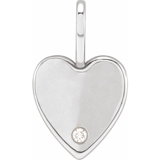 14K Yellow Or White Gold Round 1.7 Mm I1, G-H Polished .02 Ct Natural Diamond Heart Charm/Pendant