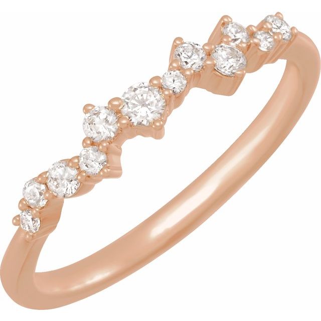 14K Yellow Or White Or Rose Gold Round 2.3 Mm Polished 1/4 Ctw Lab-Grown Diamond Scattered Stackable Ring, Size 7