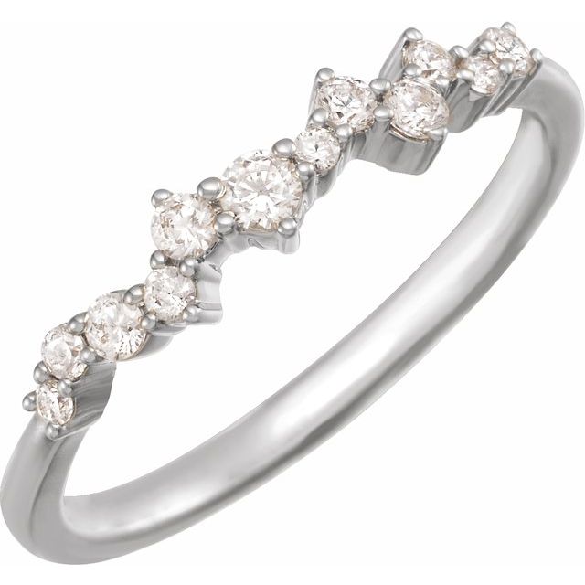 14K Yellow Or White Or Rose Gold Round 2.3 Mm Polished 1/4 Ctw Lab-Grown Diamond Scattered Stackable Ring, Size 7