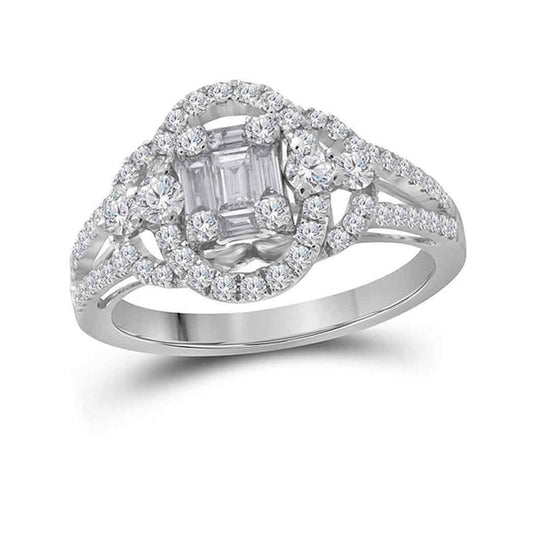 18K White Gold Baguette Diamond Square Bridal Wedding Engagement Ring 3/4 Cttw, Womens Size: 5-10