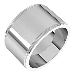 14K Yellow Or White Or Rose Gold Milgrain Stepped-Edge Flat Band