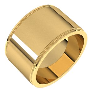 14K Yellow Or White Or Rose Gold Milgrain Stepped-Edge Flat Band