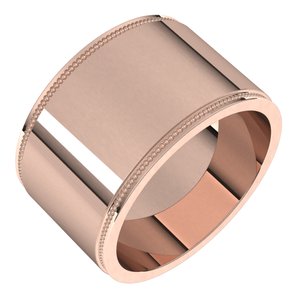 14K Yellow Or White Or Rose Gold Milgrain Stepped-Edge Flat Band