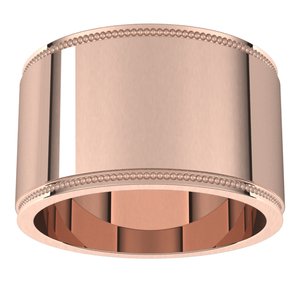14K Yellow Or White Or Rose Gold Milgrain Stepped-Edge Flat Band