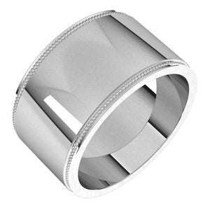 14K Yellow Or White Or Rose Gold Milgrain Stepped-Edge Flat Band
