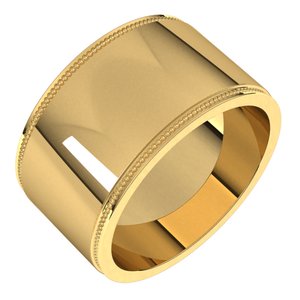 14K Yellow Or White Or Rose Gold Milgrain Stepped-Edge Flat Band