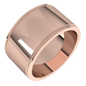 14K Yellow Or White Or Rose Gold Milgrain Stepped-Edge Flat Band