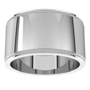 14K Yellow Or White Or Rose Gold Milgrain Stepped-Edge Flat Band