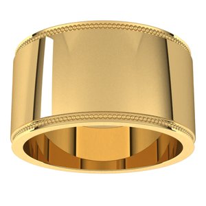 14K Yellow Or White Or Rose Gold Milgrain Stepped-Edge Flat Band