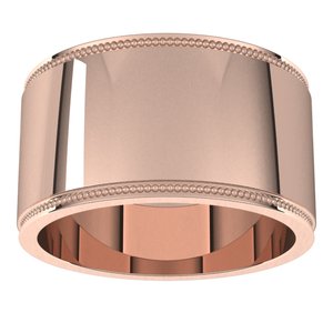 14K Yellow Or White Or Rose Gold Milgrain Stepped-Edge Flat Band