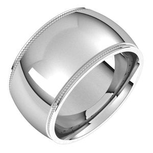 18K Yellow Or White Or Rose Gold Milgrain Stepped-Edge Comfort-Fit Half Round Band