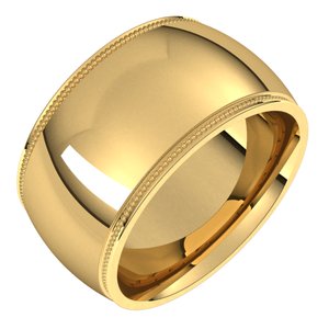 18K Yellow Or White Or Rose Gold Milgrain Stepped-Edge Comfort-Fit Half Round Band