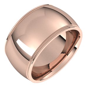 18K Yellow Or White Or Rose Gold Milgrain Stepped-Edge Comfort-Fit Half Round Band