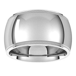 18K Yellow Or White Or Rose Gold Milgrain Stepped-Edge Comfort-Fit Half Round Band