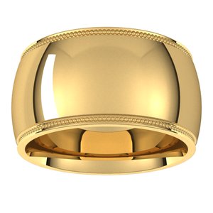 18K Yellow Or White Or Rose Gold Milgrain Stepped-Edge Comfort-Fit Half Round Band