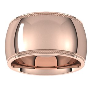 18K Yellow Or White Or Rose Gold Milgrain Stepped-Edge Comfort-Fit Half Round Band
