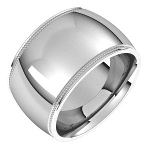 18K Yellow Or White Or Rose Gold Milgrain Stepped-Edge Comfort-Fit Half Round Band