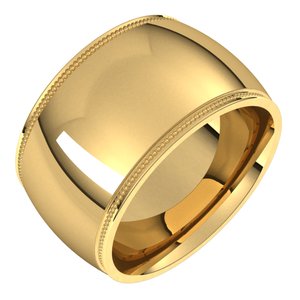 18K Yellow Or White Or Rose Gold Milgrain Stepped-Edge Comfort-Fit Half Round Band