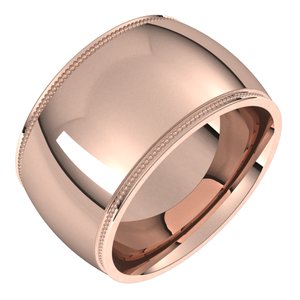18K Yellow Or White Or Rose Gold Milgrain Stepped-Edge Comfort-Fit Half Round Band