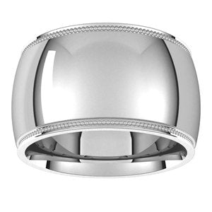 18K Yellow Or White Or Rose Gold Milgrain Stepped-Edge Comfort-Fit Half Round Band