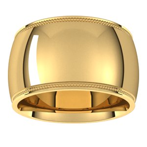 18K Yellow Or White Or Rose Gold Milgrain Stepped-Edge Comfort-Fit Half Round Band