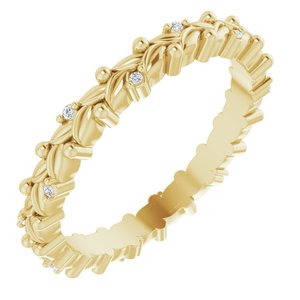 14K Yellow Gold Round .8 Mm Gh Si2-Si3 .03 Ctw Natural Diamond Band Size 4.5