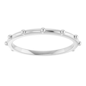Sterling Silver Polished Stationed Beaded Ring Size 7