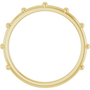 14K Yellow Gold Polished Stationed Beaded Ring Size 7