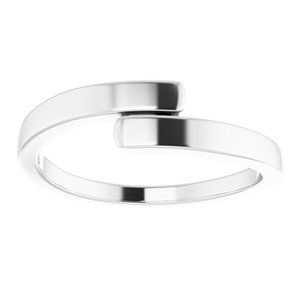 14K White Gold Polished Engravable Bypass Ring Size 7