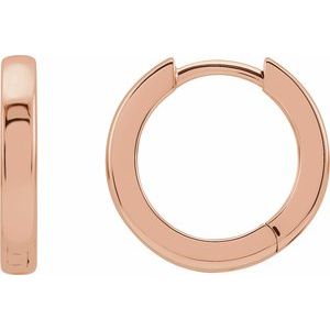 14K Rose Gold Pair Hinged Hoop Earrings, Length: 10 Mm, Thickness: 2.39 Mm