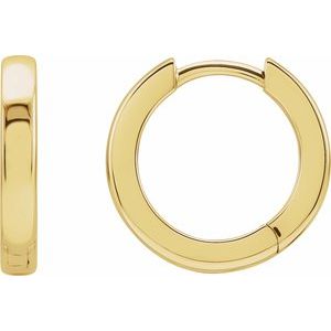 14K Yellow Gold Pair Hinged Hoop Earrings, Length: 12 Mm, Thickness: 2.39 Mm