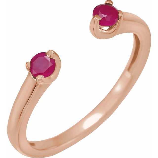 14K Yellow Or White Or Rose Gold Round 3 Mm Polished Natural Ruby Negative Space Ring, Size 7
